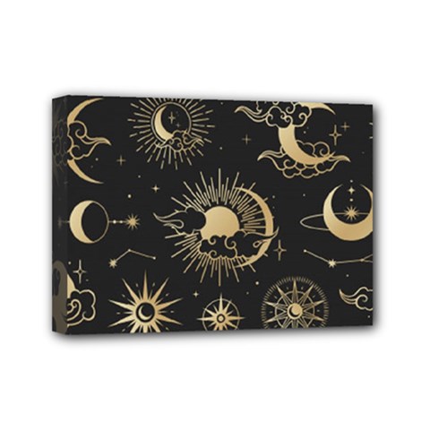 Asian-set-with-clouds-moon-sun-stars-vector-collection-oriental-chinese-japanese-korean-style Mini Canvas 7  X 5  (stretched) by Vaneshart
