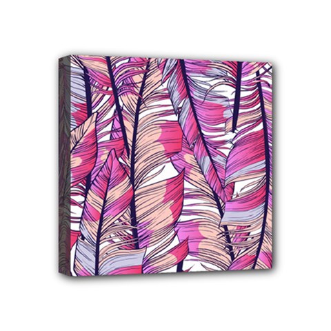 Beautiful-boho-seamless-pattern-with-pink-feathers Mini Canvas 4  X 4  (stretched) by Vaneshart