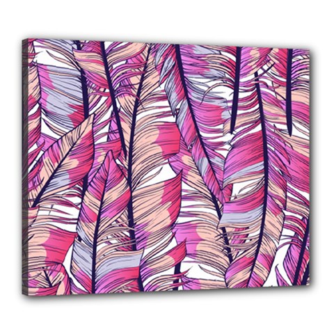 Beautiful-boho-seamless-pattern-with-pink-feathers Canvas 24  X 20  (stretched) by Vaneshart