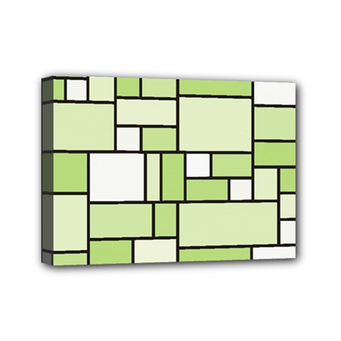 Green-geometric-digital-paper Mini Canvas 7  X 5  (stretched) by Vaneshart