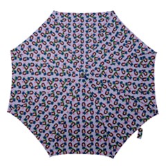 Goth Girl In Blue Dress Lilac Pattern Hook Handle Umbrellas (large) by snowwhitegirl