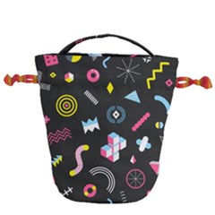Memphis Design Seamless Pattern Drawstring Bucket Bag by BangZart