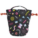 Memphis design seamless pattern Drawstring Bucket Bag View2