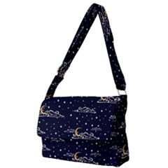 Hand Drawn Scratch Style Night Sky With Moon Cloud Space Among Stars Seamless Pattern Vector Design  Full Print Messenger Bag (l) by BangZart