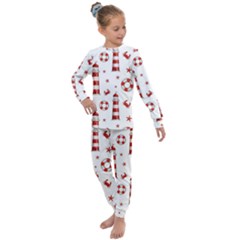 Nautical Seamless Pattern Kids  Long Sleeve Set  by BangZart