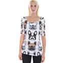 Dog french bulldog seamless pattern face head Wide Neckline Tee View1