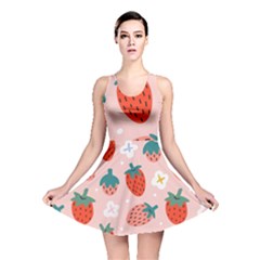 Strawberry Seamless Pattern Reversible Skater Dress by BangZart
