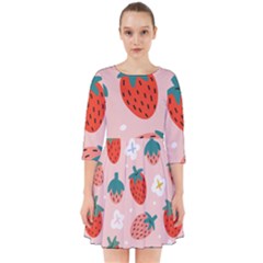 Strawberry Seamless Pattern Smock Dress by BangZart
