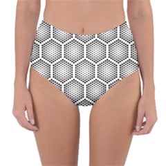 Halftone Tech Hexagons Seamless Pattern Reversible High-waist Bikini Bottoms by BangZart