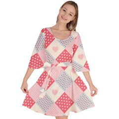 Cute Kawaii Patches Seamless Pattern Velour Kimono Dress by BangZart
