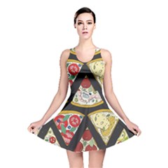 Vector Seamless Pattern With Italian Pizza Top View Reversible Skater Dress by BangZart