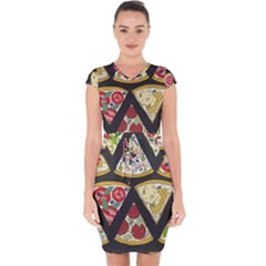 Vector Seamless Pattern With Italian Pizza Top View Capsleeve Drawstring Dress  by BangZart