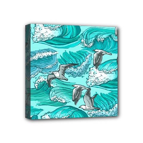 Sea Waves Seamless Pattern Mini Canvas 4  X 4  (stretched) by BangZart