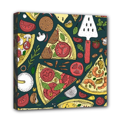 Vector Seamless Pizza Slice Pattern Hand Drawn Pizza Illustration Great Background Mini Canvas 8  X 8  (stretched) by BangZart