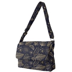 Elegant Pattern With Golden Tropical Leaves Full Print Messenger Bag (l) by BangZart