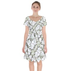 Modern Abstract Intricate Print Pattern Short Sleeve Bardot Dress by dflcprintsclothing