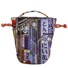 Shinjuku District Urban Night Scene, Tokyo Japan Drawstring Bucket Bag by dflcprintsclothing