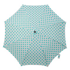 White Light Blue Hearts Pattern, Pastel Sky Blue Color Hook Handle Umbrellas (large) by Casemiro