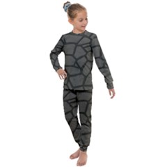 Cartoon Gray Stone Seamless Background Texture Pattern Kids  Long Sleeve Set  by BangZart
