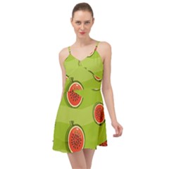 Seamless Background With Watermelon Slices Summer Time Chiffon Dress by BangZart