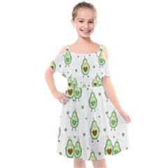 Cute Seamless Pattern With Avocado Lovers Kids  Cut Out Shoulders Chiffon Dress by BangZart