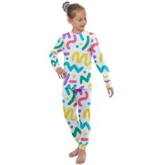 Abstract Pop Art Seamless Pattern Cute Background Memphis Style Kids  Long Sleeve Set  by BangZart