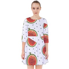 Seamless-background-pattern-with-watermelon-slices Smock Dress by BangZart