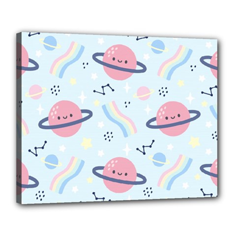 Cute Planet Space Seamless Pattern Background Canvas 20  X 16  (stretched) by BangZart