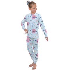 Cute Planet Space Seamless Pattern Background Kids  Long Sleeve Set  by BangZart