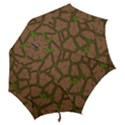 Cartoon brown stone grass seamless background texture pattern Hook Handle Umbrellas (Large) View2