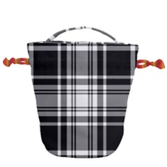 Pixel Background Design Modern Seamless Pattern Plaid Square Texture Fabric Tartan Scottish Textile Drawstring Bucket Bag by BangZart