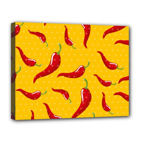 Chili Vegetable Pattern Background Canvas 14  X 11  (stretched) by BangZart