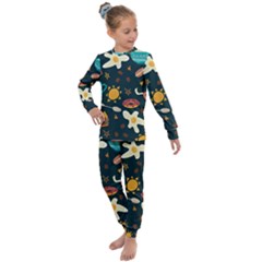 Seamless Pattern With Breakfast Symbols Morning Coffee Kids  Long Sleeve Set  by BangZart