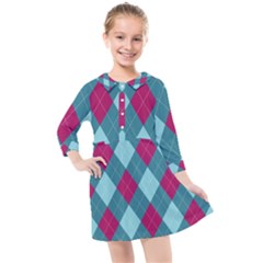 Argyle Pattern Seamless Fabric Texture Background Classic Argill Ornament Kids  Quarter Sleeve Shirt Dress by BangZart