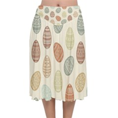 Seamless Pattern Colorful Easter Egg Flat Icons Painted Traditional Style Velvet Flared Midi Skirt by BangZart