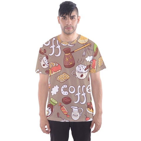 Vector Seamless Pattern With Doodle Coffee Equipment Men s Sport Mesh Tee by BangZart