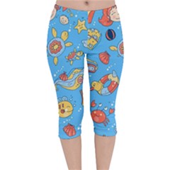 Hand Drawn Seamless Pattern Summer Time Velvet Capri Leggings  by BangZart