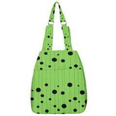 Bubbles At Strings Lemon Green And Black, Geometrical Pattern Center Zip Backpack by Casemiro