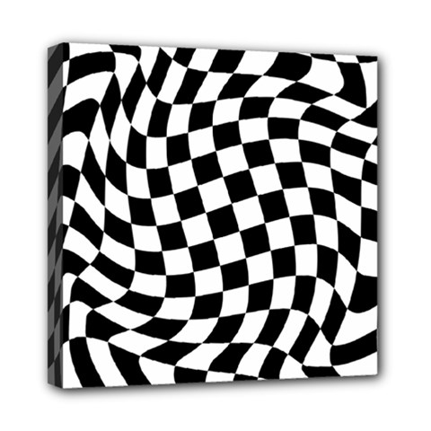 Weaving Racing Flag, Black And White Chess Pattern Mini Canvas 8  X 8  (stretched) by Casemiro
