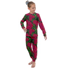 Seamless Pattern With Colorful Bush Roses Kids  Long Sleeve Set  by BangZart