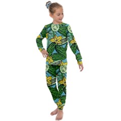 Seamless Pattern With Cucumber Slice Flower Colorful Hand Drawn Background With Vegetables Wallpaper Kids  Long Sleeve Set  by BangZart