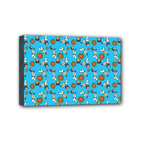 Clown Ghost Pattern Blue Mini Canvas 6  X 4  (stretched) by snowwhitegirl