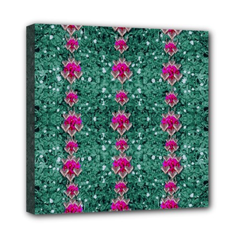 Flowers Love And Silver Metal Hearts Is Wonderful As Sunsets Mini Canvas 8  X 8  (stretched) by pepitasart