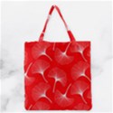 White abstract flowers on red Grocery Tote Bag View2