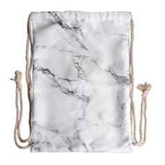 White Faux Marble Drawstring Bag (large) by Dushan