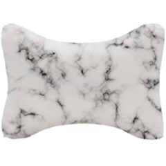 White Faux Marble Texture  Seat Head Rest Cushion by Dushan
