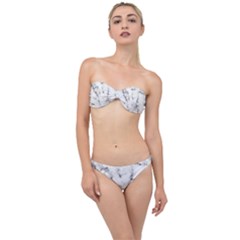 White Faux Marble Texture  Classic Bandeau Bikini Set by Dushan