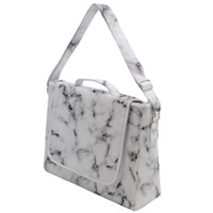 White Faux Marble Texture  Box Up Messenger Bag by Dushan