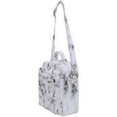 White Faux Marble Texture  Crossbody Day Bag by Dushan