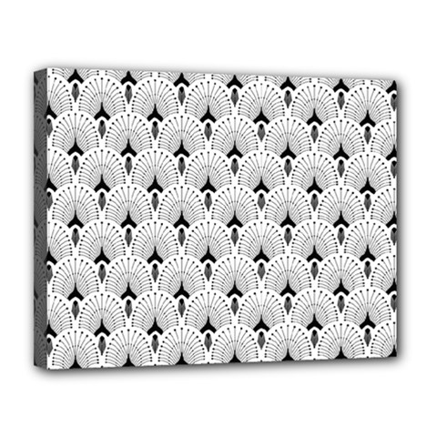 Black And White Art-deco Pattern Canvas 14  X 11  (stretched) by Dushan